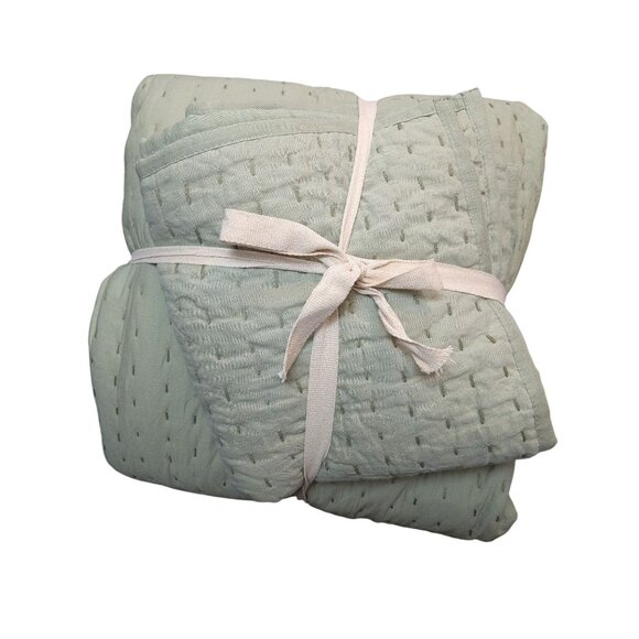 Quince European Linen Cotton Stitch Quilt 3PC Set Willowleaf King/Cal King -NEW- - Picture 1 of 8